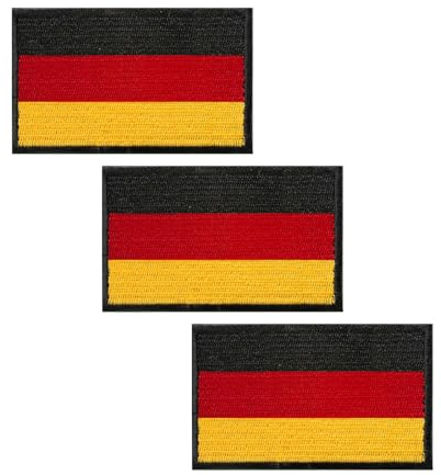 QianSiLi 3 Stück 8×5 cm Deutschland Patch Klett, Deutschland Flagge Patches Klett Militär Für Kleidung Rucksack Baseballkappe Uniform Weste