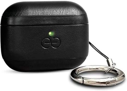 Dreem AirPods Hülle für Air Pods Pro 3, Hülle mit Karabiner-Clip, passend für Apple AirPods Pro 3 Case, Kunst-Leder + schützende Hartschale, MagSafe-kompatibel, Lift-Up Motion [Om: Black]