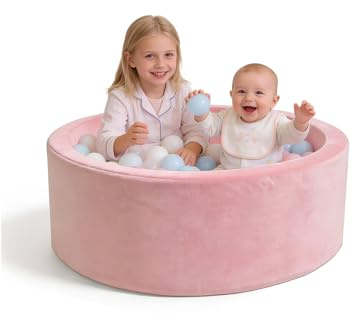hoopyosms Piscina di Palline per Bambini, Piscina Morbida in Schiuma Rotonda, 90 x 30 cm Area Giochi Soft Play (Palline NON incluse), Rosa