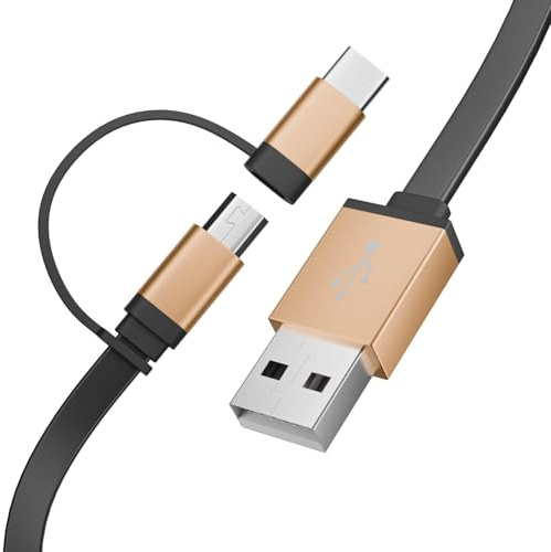 2 In 1 USB C Charger Cord Cable 1M Fast Charging Cable Charger Power Adapter Supply USB Type C Micro USB Extension Cord for Home Security Cameras or Devices Tablets Smartphones Controller (Black)