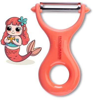Fackelmann Mini Schäler – Ergonomischer Griff in zartem Rosa, Rostfreie Silberklinge, Optimal für Obst und Gemüse, Spülmaschinengeeignet