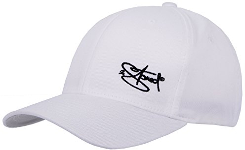 2Stoned Flexfit Baseball Cap Classic Weiß mit Stick Größe S/M (56 cm - 58 cm) für Damen, Herren und Jugendliche