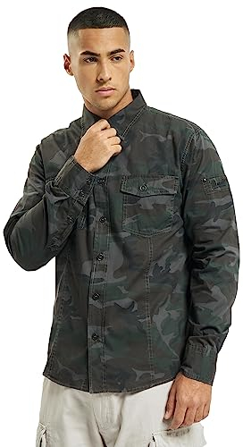 Brandit Slim Fit Shirt Long Sleeve, Farbe: Woodland, Größe: S