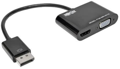 TRIPP LITE DisplayPort 1.2 to VGA/HDMI All-in-One Converter Adapter Box, 4K @ 30Hz, Plug-and-Play No Drivers or Power Supply Needed, 6 inch Cable, 3-Year Warranty (P136-06N-HV-V2)