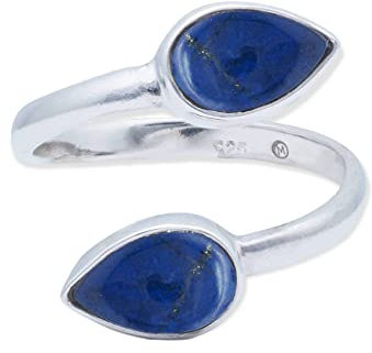 Ring 925 Silber Lapis Lazuli blauer Stein größenverstellbar Edelstein echt Silber Damen Sterling Silber Geschenk (MRV-087-06)