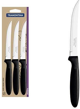 Tramontina Set de Cuchillos para Carne Ipanema Negro Acero Inoxidable 3 Unidades