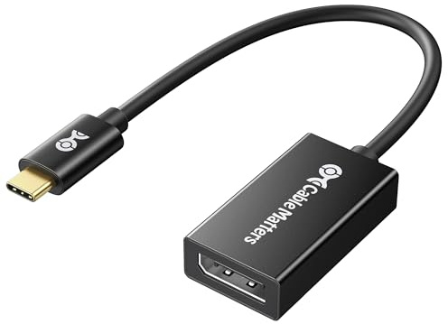 Cable Matters 32.4Gbps Unidirectional USB C to DisplayPort 1.4 Adapter, 4K@240hz, 8K@60hz, and HDR Support - Thunderbolt 4 / USB4 Compatible with iPad Pro, iPhone 16/15 Pro, MacBook, XPS, Surface
