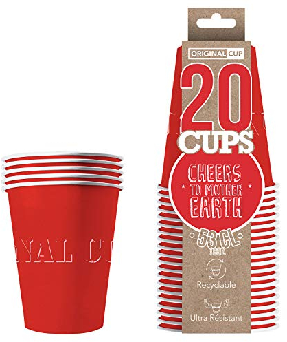 Original Cup - 20 x Gobelets Américains en Carton 53 Cl - Soirée Beer Pong - Rouge