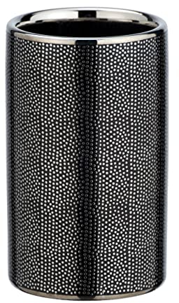 WENKO Zahnputzbecher Nuria Silber/Anthrazit, 10.5 x 6.5 x 6.5 cm