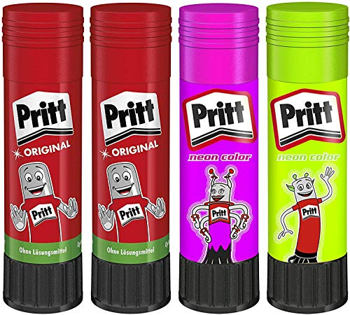 Pritt Klebestift Mix Pack, sicherer und kinderfreundlicher Kleber für Kunst und Bastelarbeiten, Klebstoff für Schule & Bürobedarf, 20 x 20g (Grün & Pink), 20 x 22g Original