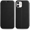 doupi Flip Case für iPhone 12 mini (5,4 Zoll), Deluxe Schutz Hülle mit Magnetischem Verschluss Cover Klapphülle Book Style Handyhülle Aufstellbar Ständer, schwarz