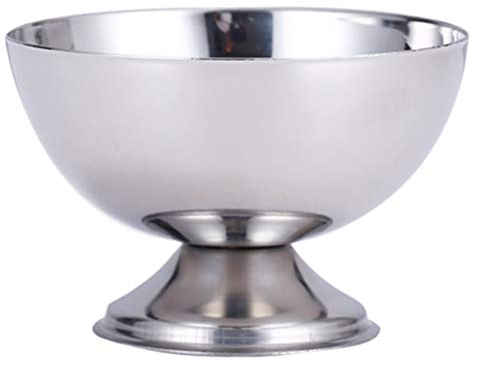 Cabilock Bol à Dessert Acier Inoxydable Tasse à Nourriture sur Pied Bol De Service pour Fruits Et Salades Tasse à Collation Métallique Saladier à Crème Et Pudding