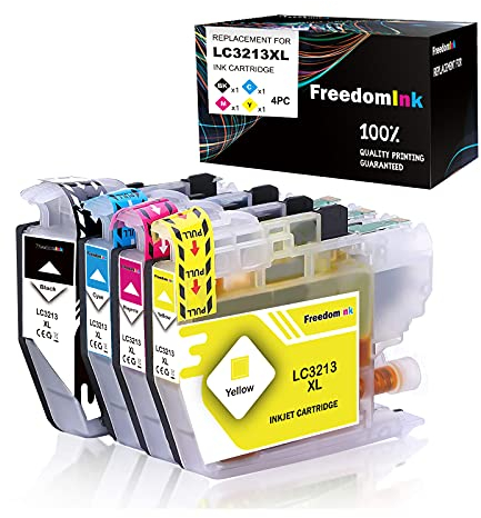FreedomInk 4 LC3213 Patronen Kompatibel für Brother LC3213 LC-3213 LC3211 Druckerpatronen für Brother DCP-J572DW MFC-J491DW MFC-J895DW MFC-J497DW DCP-J772DW DCP-J774DW (1Schwarz,1Cyan,1Magenta,1Gelb)