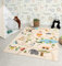 the carpet Happy Life Kinderzimmer, Kinderteppich, Spielteppich, Straßenteppich, Straße, Dschungel, Tiere, Auto, Beige, 200 x 290 cm