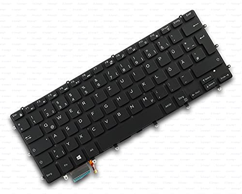 X-Comp German Keyboard without Frame with Backlight for Dell XPS 15 9550/9560/9570/7590 Precision 5510/5520/5530/5540 Series Black