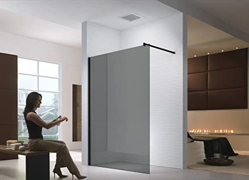 Glaszentrum Hagen - 8mm - Walk in Duschabtrennung - Duschwand - Dusche - ESG - Grafit-Grau (120x200cm)