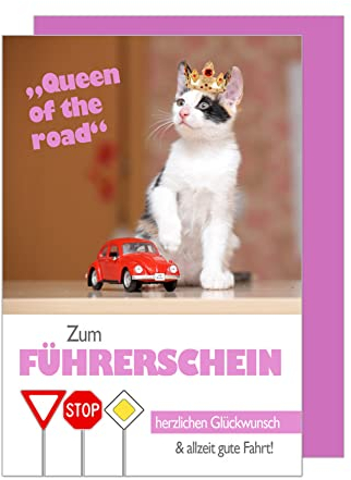 Edition Seidel Premium Glückwunschkarte zum Führerschein mit Umschlag. Führerscheinkarte Grusskarte Mädchen Junge Fahrerlaubnis (FS111 SW022)