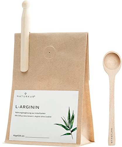 Naturkur® L-Arginin Base (rein, kein HCl) 500 g - im lebensmittelechtem Beutel mit Frischhalteventil - Laborgeprüft, pflanzliche Fermentation, ohne Zusatzstoffe, sorgfältig hergestellt in Unterfranken
