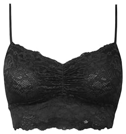Snocks Spitzen BH - Damen Bustier Spitze, Ohne Bügel, Verstellbare Träger, Elastischer Bund - Angenehm Weiche Material, Sinnliches Design - Gr. S - Farbe Schwarz