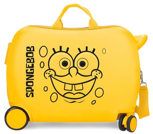 Bob Esponja 2779821 Sponge Bob Kinderkoffer, seitliche Kombinationsverschluss, 4 Räder, Handgepäck, Größe 50 x 39 x 20 cm, Starr ABS, 78 Liter, 1,8 kg, Ocker, gelb, Kinderkoffer