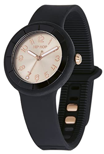 Hip Hop, Collezione Hero.Dot, Orologio Donna Rose Night, con Cinturino in Silicone Soft Touch Intercambiabile, Pratica Chiusura, Quadrante IP Rose con Effetto Sun Ray, Cassa 34 mm, Movimento al Quarzo