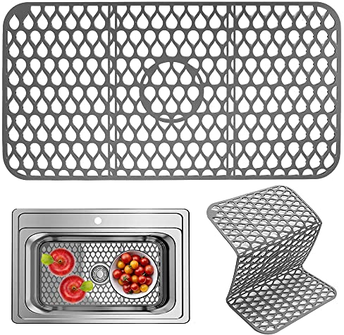 CHEVVY 65X35CM Alfombrilla de Silicona, para Fregadero de Cocina, Resistente Al Calor Antideslizante para Fregadero para la Parte Inferior de la cocina Baño Fregadero