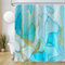Uiiooazy Duschvorhang Marmor Blau, Duschvorhang Abstrakt Gold Marmoriert Duschvorhäng Anti Schimmel Wasserdicht Polyester Stoff Waschbar Blickdicht Bad Vorhang mit 12 Haken für Badezimmer 200Bx180Hcm