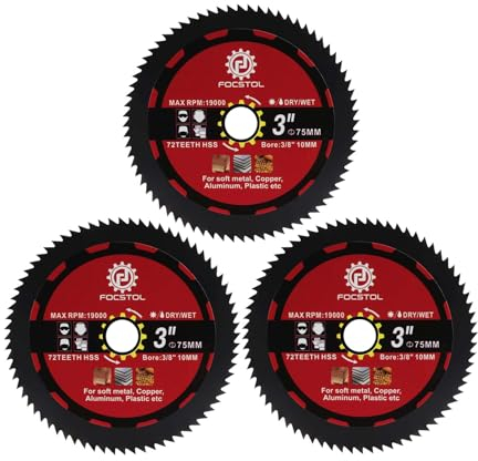 FOCSTOL Trennscheibe Metall - 3 Stück 75mm x 10mm Sägeblatt für Weiches Metall Kupfer Aluminium