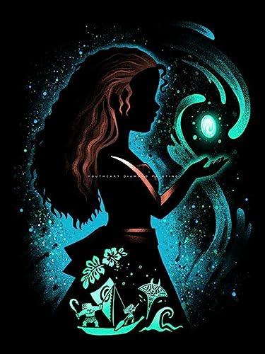 Youtheart Diamond Painting Moana Diamond Art, 5D Full Drill Cross Stitch Embroidery Kits, DIY Wall Décor