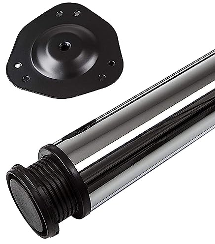 SOTECH 1 Stück Tischbein Höhe 870 mm Ø 76/80 mm Stahl verchromt belastbar bis 75 kg, Möbelbein mit 32 mm Höhenverstellung Möbelfuß
