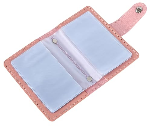 Porte Carte de Crédit pour Femmes Homme, Porte Cartes de Visite PU Cuir Portefeuille de Protection 24 Fentes pour Protéger Les Cartes Bancaires, Les Cartes D'identité, Les Cartes de Crédit (Rose)