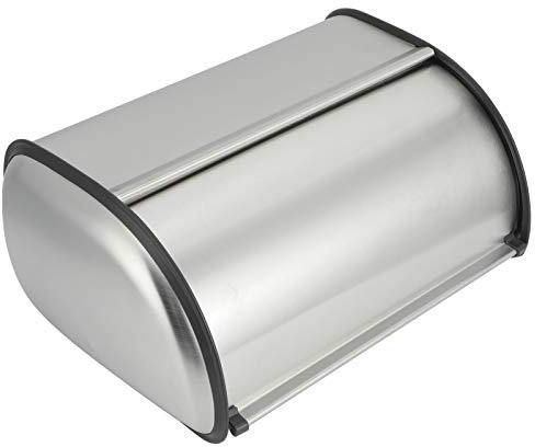 Portapane per Piano Cucina, Porta Pane in Acciaio Inossidabile, Porta Pane Vintage in Metallo di Grande capacità con Base Antiscivolo e Coperchio Avvolgibile, Contenitore da Cucina