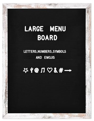 Großes schwarzes Filz-Briefbrett, 61 x 91,4 cm, wechselbares Briefbrett mit Buchstaben, Zahlen und Symbolen, Holzrahmen, schwarzer Filz-Menübrett für Restaurant (ZMB-6080-1P)