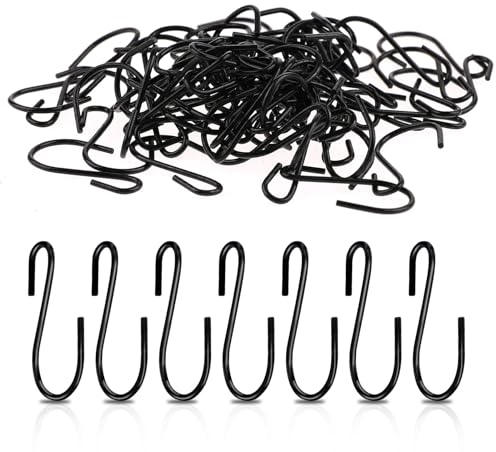 Mozeat Lens 60 Stück S Haken Zum Einhängen, 2,6 cm kleine S Haken Edelstahl Hängehaken Schwarz Mini Aufhängehaken Metall Haken für DIY Handwerk Hängenden Schlüsselanhänger Schmuck Namensschild