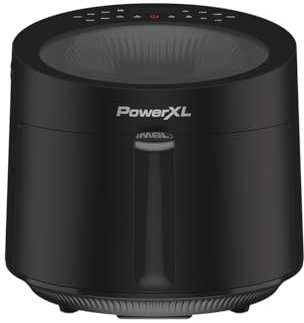 PowerXL LUMINEX 5.3 QT Freidora de aire con luz radiante, calienta a 400 °F en 2.4 segundos, apagado automático, 12 preajustes de toque rápido, ventana de tragaluz de vidrio
