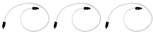 CENMEN 3 x 50 cm 3.0 III Sata3 7Pin Câble de données Câbles Ssd 6Gb/S Câble de données de disque dur Hdd avec en nylon Version supérieure (Blanc), 750000988