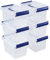 Minekkyes 3L Storage Boxes with Lids Set of 6, Plastic Clear Stackable Storage Box, Multipurpose Storage Tubs For Home, Office