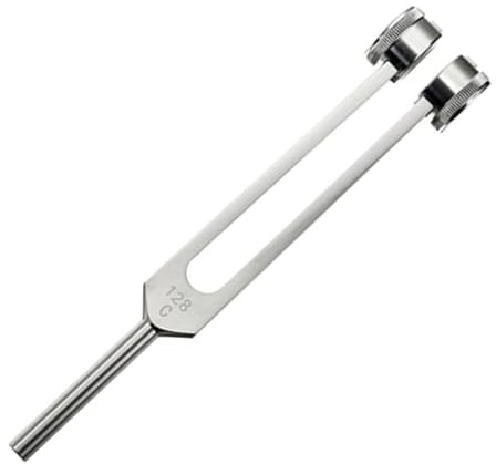 1Stk 128Hz Edelstahl-Stimmgabel Standard Violine Gitarre Tuner Instrument & Aufbewahrungstasche für Vibrationstherapie Klangheilung Neurologische Untersuchungen