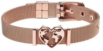 WearTravelers Verstellbares Edelstahl Armband mit Herzförmigem Weltkarten-Anhänger – Elegantes Geschenk für Reisende Frauen – Modell Paris