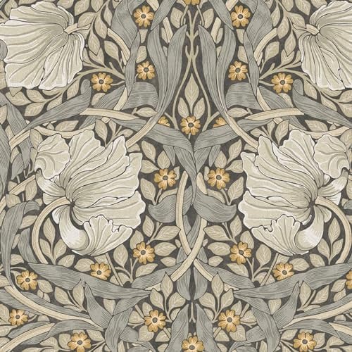 Papier peint intissé William Morris Pimpernel Grey 1005 x 52cm Gris | Revêtement Mural, Tapisserie | Ambiance Facile à poser et à enlever