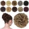 FESHFEN Haarteil Mit Gummiband, Dutt Haarteil Haargummi Mit Haaren Gelockt Haardutt Synthetisch Haar Haarverlängerung Pferdeschwanz Haarteile für Damen Mädchen, Braun & Blond 42g