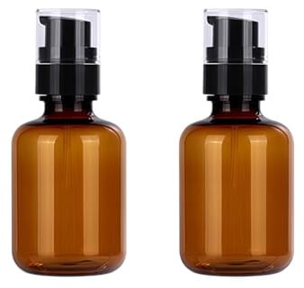 Lot de 2 flacons de voyage en plastique ambré de 150 ml pour articles de toilette, conteneurs de voyage rechargeables, mini distributeur de savon, crème cosmétique, flacons à pompe pour lotion,