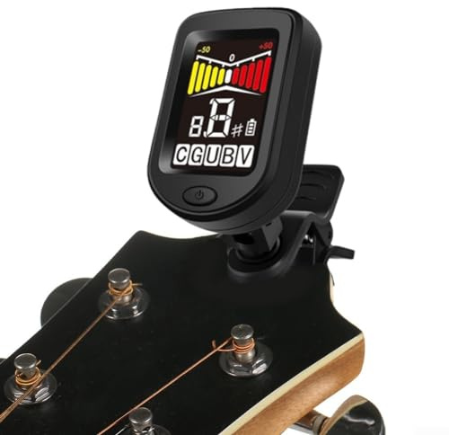 Accordeur de guitare, écran LCD rechargeable, accordeur de guitare à pour 360 degrés pour guitare électrique, basse, mandoline