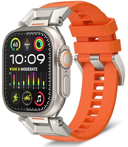 RoYiio Bracelet pour Apple Watch Ultra 3/2/1 49mm, Series 11/10 46mm, Series 9/8/7 45mm, Series 6/5/4 44mm, Series 3/2/1 42mm, Bracelet Caoutchouc Fluoré pour Apple Watch SE 3/2 44mm