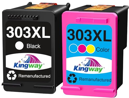 KINGWAY 303XL Druckerpatronen Multipack Ersatz für HP 303 XL Druckerpatronen Multipack für HP Envy 7830 Druckerpatronen für HP Envy Photo 6230 6232 6220 7130 7134 6234 6222 6255 6258 (Schwarz, Farbe)