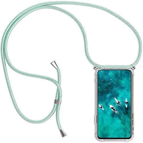 Paekear Coque pour Huawei Honor 8 avec Cordon de Collier, Cover Transparente Silicone TPU Bumper Etui Housse avec Cordon Réglable Téléphone Lanyard Case Collier – Vert