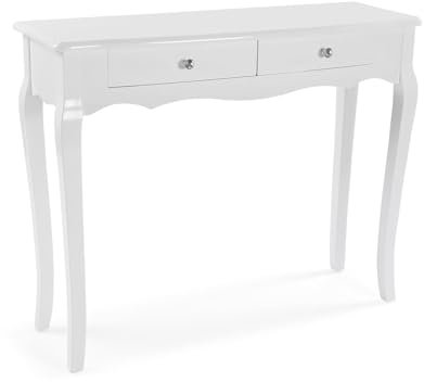 Versa Console Cagliari Blanche, Style Fusion-Chic, 80x100x35 cm (H,L,P), Bois Laqué, Blanc