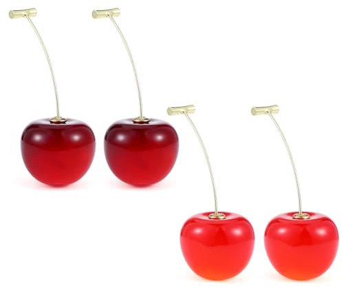 TIESOME Kirsche Ohrringe - Süße 3D Baumeln Ohrringe für Damen und Mädchen (Rot, Weinrot)