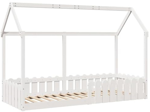 vidaXL Kinderbett Hausbett Weiß 80x200 cm Massivholz Kiefer
