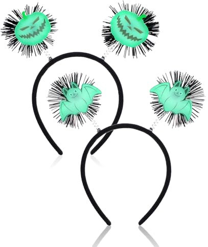 2 Stück Halloween Stirnband leuchtendes Stirnband Geister-Stirnband Halloween-Kürbis-Stirnband Leuchtendes Stirnband Party Stirnband Haarreifen Fasching Karneval Party Kostüm Haarschmuck Stirnband